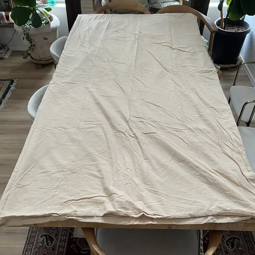 Frye Full Duvet Cover Pale Pink Solid Cotton Linen Blend Button Closure